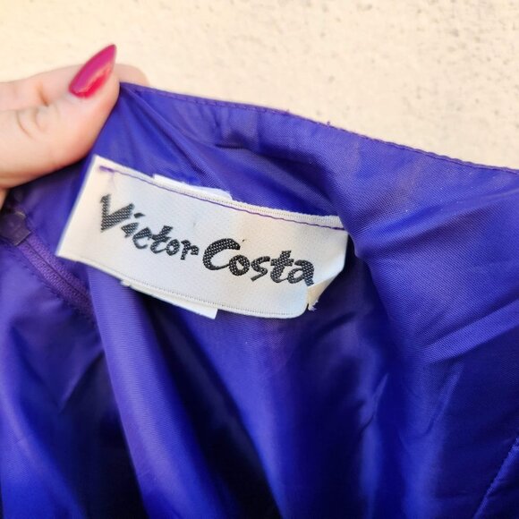 Vintage RARE VICTOR COSTA Royal Purple Strapless Gown with Oversized Bow - Picture 6 of 8